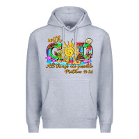 Heather Grey with god all things are possible summer Premium Hoodie - AdoDesignShop