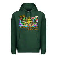 Sports Green with god all things are possible summer Premium Hoodie - AdoDesignShop