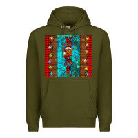 Army Green nana highland cow Christmas Premium Hoodie - BarkalooDesign