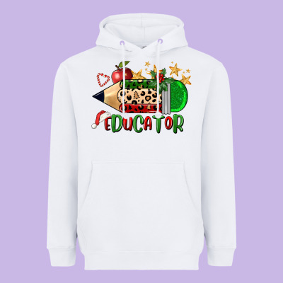 Christmas Educator Pencil Heavyweight Hoodie Designed By Fadigitalartstudio