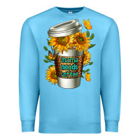 Ocean Blue Mama Needs Coffee Cup Premium Sweatshirt - FaDigitalArtStudio