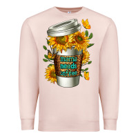 Pale Pink Mama Needs Coffee Cup Premium Sweatshirt - FaDigitalArtStudio