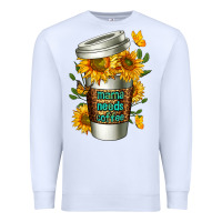 White Mama Needs Coffee Cup Premium Sweatshirt - FaDigitalArtStudio