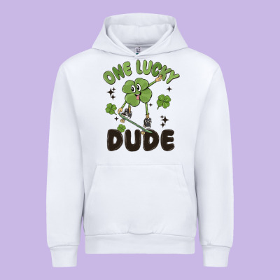 One Lucky Dude Urban Hoodie Designed By Maliassmallbusiness