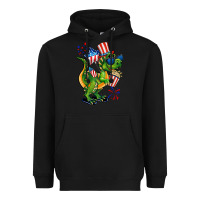 Black 4th of July T-Rex Heavyweight Hoodie - CowGirlArtShop