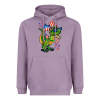 Lavender 4th of July T-Rex Heavyweight Hoodie - CowGirlArtShop