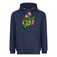 Navy 4th of July T-Rex Heavyweight Hoodie - CowGirlArtShop