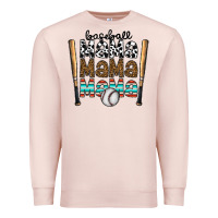 Pale Pink baseball mama mama mama Premium Sweatshirt - CowhideDigitalArt