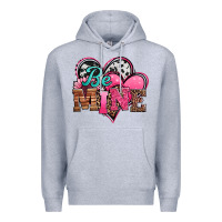 Heather Grey valentines day western hearts be mine Premium Hoodie - Jasminsmagicworld