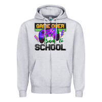 Heather Grey game over back to school Zipper Hoodie - Zillion Design Studio