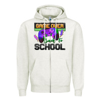 Oatmeal Heather game over back to school Zipper Hoodie - Zillion Design Studio
