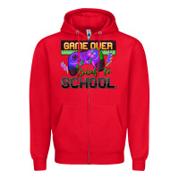 Red game over back to school Zipper Hoodie - Zillion Design Studio