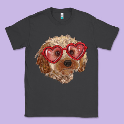 Classic Tee toy poodle with love glasses