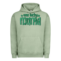 Pigment Oil Green one lucky mama Urban Hoodie - MaliasSmallBusiness