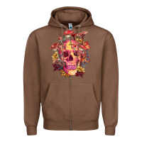 Chestnut Floral skeleton with mushrooms Zipper Hoodie - RanaPortraitStore