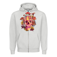 Dove Grey Floral skeleton with mushrooms Zipper Hoodie - RanaPortraitStore