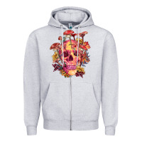 Floral Skeleton With Mushrooms Zipper Hoodie | Teevron