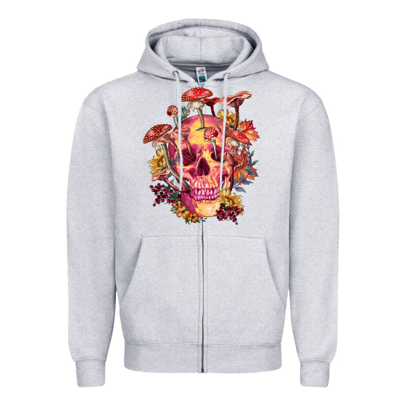 Floral Skeleton With Mushrooms Zipper Hoodie by RanaPortraitStore | Teevron