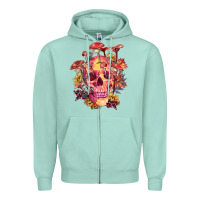 Seafoam Floral skeleton with mushrooms Zipper Hoodie - RanaPortraitStore
