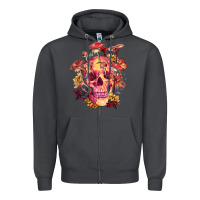 Smoke Floral skeleton with mushrooms Zipper Hoodie - RanaPortraitStore