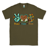Army Green peace love jesus Classic Tee - texasbilliewilder