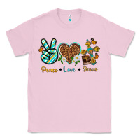 Bubblegum Pink peace love jesus Classic Tee - texasbilliewilder