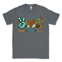 Charcoal Heather peace love jesus Classic Tee - texasbilliewilder