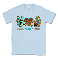 Dusty Blue peace love jesus Classic Tee - texasbilliewilder