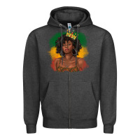 Charcoal Heather black queen with juneteenth flag Zipper Hoodie - texasbilliewilder