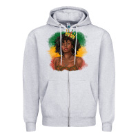 Heather Grey black queen with juneteenth flag Zipper Hoodie - texasbilliewilder