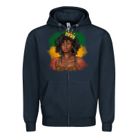 Navy black queen with juneteenth flag Zipper Hoodie - texasbilliewilder