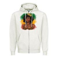 Oatmeal Heather black queen with juneteenth flag Zipper Hoodie - texasbilliewilder