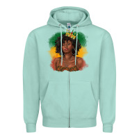 Black Queen With Juneteenth Flag Zipper Hoodie | Teevron