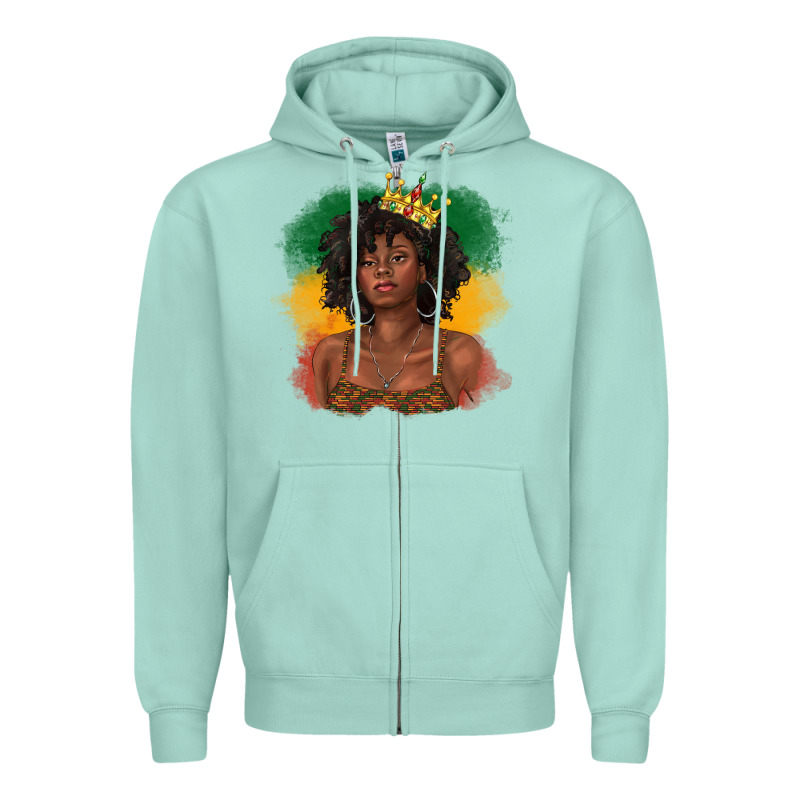 Black Queen With Juneteenth Flag Zipper Hoodie by texasbilliewilder | Teevron