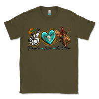 Army Green peace love rodeo Classic Tee - texasbilliewilder