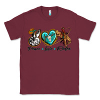 Burgundy peace love rodeo Classic Tee - texasbilliewilder