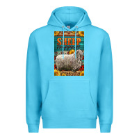 Ocean Blue Western Sheep Happens Sunflowers Premium Hoodie - LillyAllenDesigns