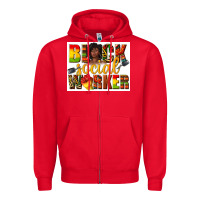Red black social worker Zipper Hoodie - texasbilliewilder