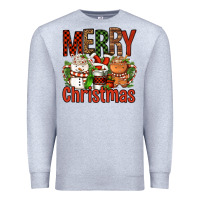 Heather Grey Merry Christmas Coffee Cups Premium Sweatshirt - FaDigitalArtStudio