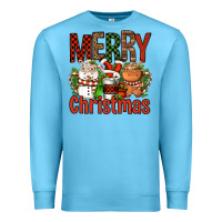 Ocean Blue Merry Christmas Coffee Cups Premium Sweatshirt - FaDigitalArtStudio