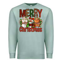 Seafoam Merry Christmas Coffee Cups Premium Sweatshirt - FaDigitalArtStudio