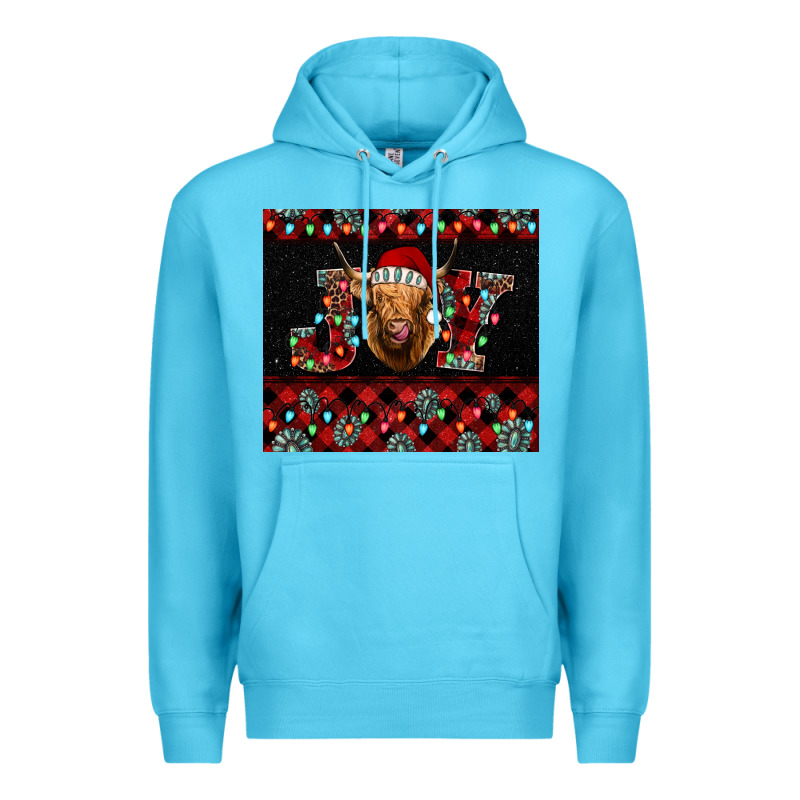 Highland Cow Joy Christmas Premium Hoodie by BarkalooDesign | Teevron