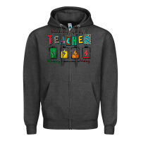 Charcoal Heather battery life of a teacher Zipper Hoodie - Zillion Design Studio