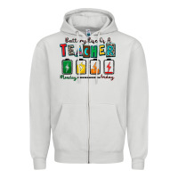 Dove Grey battery life of a teacher Zipper Hoodie - Zillion Design Studio