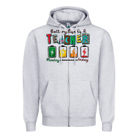 Heather Grey battery life of a teacher Zipper Hoodie - Zillion Design Studio