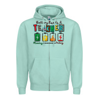 Seafoam battery life of a teacher Zipper Hoodie - Zillion Design Studio