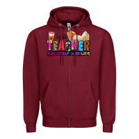 Burgundy this teacher wears her heart on her sleeve Zipper Hoodie - Zillion Design Studio
