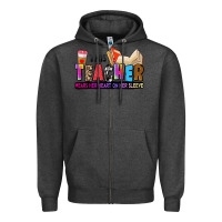 Charcoal Heather this teacher wears her heart on her sleeve Zipper Hoodie - Zillion Design Studio