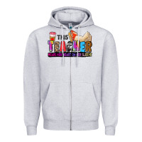 Heather Grey this teacher wears her heart on her sleeve Zipper Hoodie - Zillion Design Studio