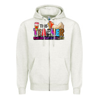 Oatmeal Heather this teacher wears her heart on her sleeve Zipper Hoodie - Zillion Design Studio